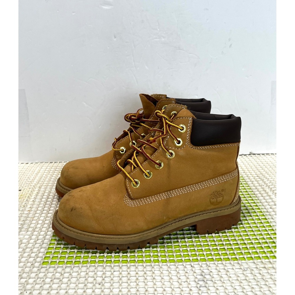 Timberland 6 Inch Premium Waterproof Boots Boys Size 2Y Youth Wheat Brown GOOD